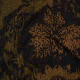 Stretch Polyester Woven Print - Black, Green and Brown Abstract Ikat - Mood Exclusive Brown Sugar Morning