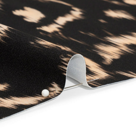 Stretch Polyester Woven Print - Black Floral Ikat - Mood Exclusive Flowers and Felines
