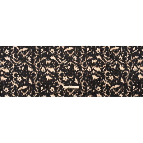 Stretch Polyester Woven Print - Black Floral Ikat - Mood Exclusive Flowers and Felines