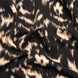 Stretch Polyester Woven Print - Black Floral Ikat - Mood Exclusive Flowers and Felines