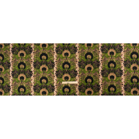 Stretch Polyester Woven Print - Green and Beige Leafy Stripes - Mood Exclusive Estate on Willow