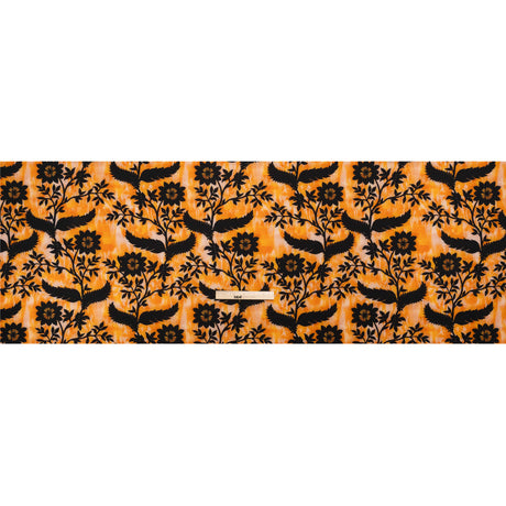 Stretch Polyester Woven Print - Yellow Florals on Abstract Ikat - Mood Exclusive Rambling Brambles