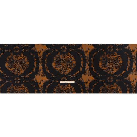 Stretch Polyester Woven Print - Black and Brown Abstract Ikat - Mood Exclusive Brown Sugar Morning