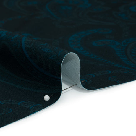 Stretch Polyester Woven Print - Dark Navy Paisley - Mood Exclusive Midnight Flight