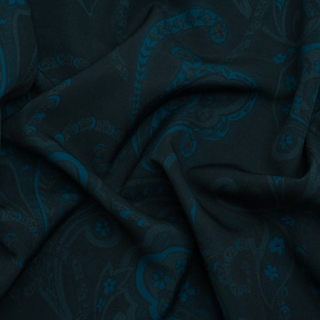 Stretch Polyester Woven Print - Dark Navy Paisley - Mood Exclusive Midnight Flight