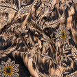 Stretch Polyester Woven Print - Beige Florals on Abstract Ikat - Mood Exclusive Rambling Brambles
