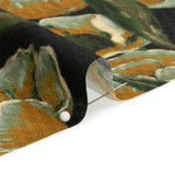 Sustainable Viscose Floral Jacquard Print - Dark Orange, Green and Black Floral - Mood Exclusive Draped in Dawn