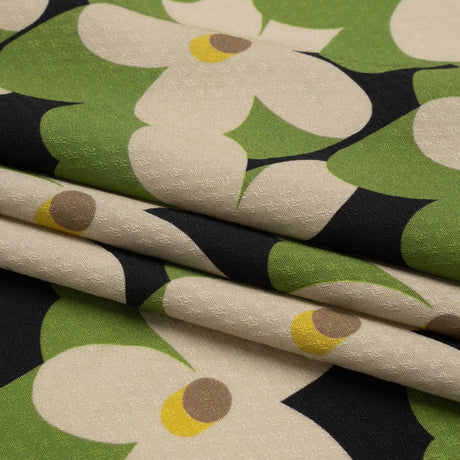 Sustainable Viscose Floral Jacquard Print - Green, White and Black Floral - Mood Exclusive Jonesing for Daisy