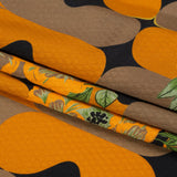 Sustainable Viscose Floral Jacquard Print - Orange, Green and Black Floral and Abstract - Mood Exclusive Hip Hydrangea