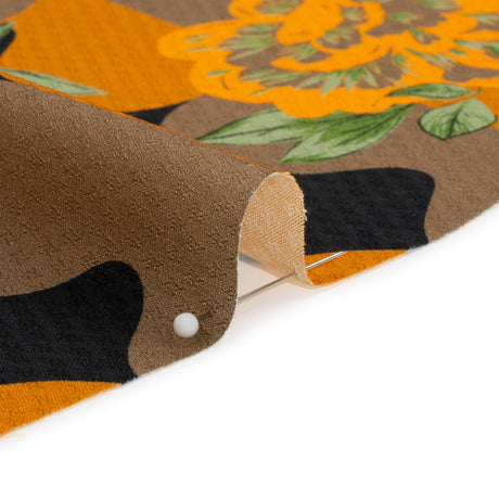 Sustainable Viscose Floral Jacquard Print - Orange, Green and Black Floral and Abstract - Mood Exclusive Hip Hydrangea