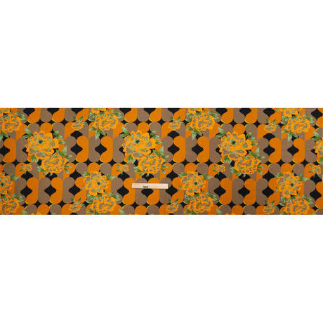 Sustainable Viscose Floral Jacquard Print - Orange, Green and Black Floral and Abstract - Mood Exclusive Hip Hydrangea