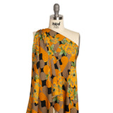 Sustainable Viscose Floral Jacquard Print - Orange, Green and Black Floral and Abstract - Mood Exclusive Hip Hydrangea