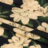 Sustainable Viscose Floral Jacquard Print - Beige and Black Floral - Mood Exclusive Midnight at Giverny