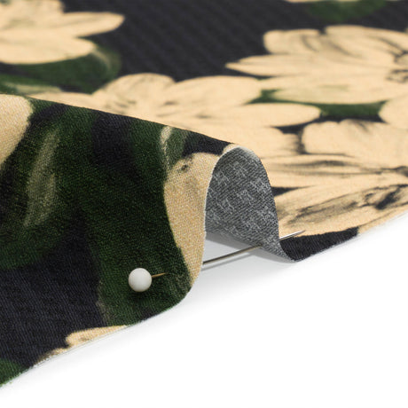 Sustainable Viscose Floral Jacquard Print - Beige and Black Floral - Mood Exclusive Midnight at Giverny