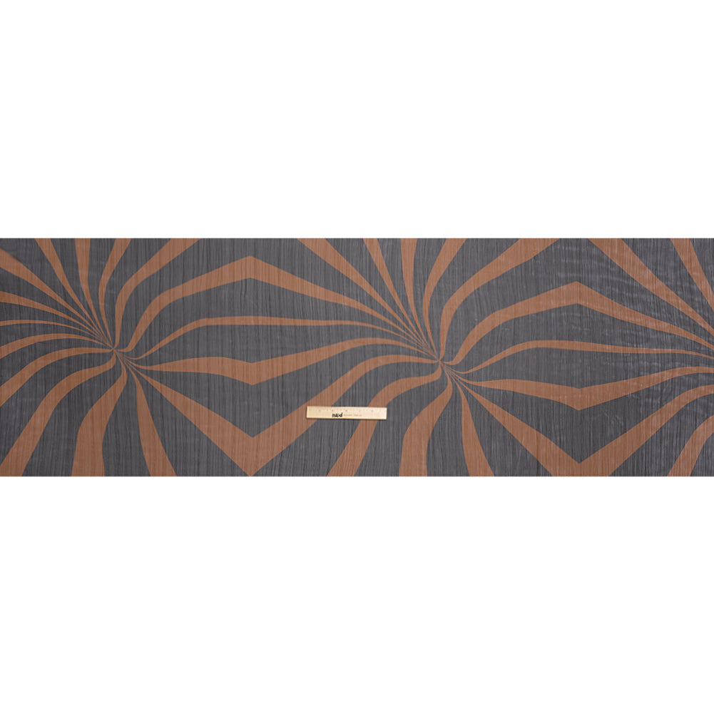 Polyester Chiffon Print with Metallic Pinstripes - Chocolate Brown and Black Abstract - Mood Exclusive Fondue Funhouse