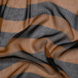 Polyester Chiffon Print with Metallic Pinstripes - Brown and Black Wavy Stripes - Mood Exclusive Delray Daze