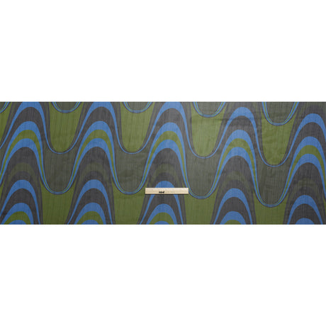 Polyester Chiffon Print with Metallic Pinstripes - Blue, Green and Black Waves - Mood Exclusive Ebb and Flow