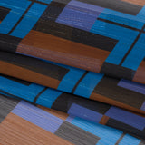Polyester Chiffon Print with Metallic Pinstripes - Blue, Purple and Brown Geometric - Mood Exclusive Geometric Jigsaw