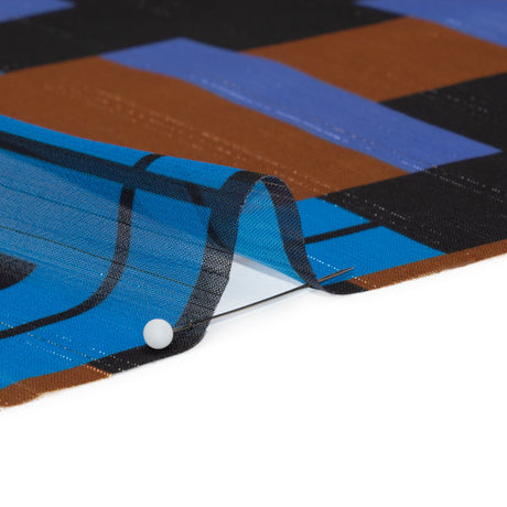Polyester Chiffon Print with Metallic Pinstripes - Blue, Purple and Brown Geometric - Mood Exclusive Geometric Jigsaw