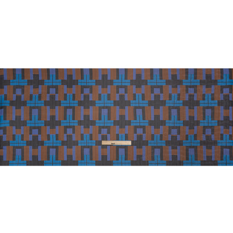 Polyester Chiffon Print with Metallic Pinstripes - Blue, Purple and Brown Geometric - Mood Exclusive Geometric Jigsaw