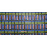Polyester Chiffon Print with Metallic Pinstripes - Green, Orange and Blue Geometric - Mood Exclusive Through the Window