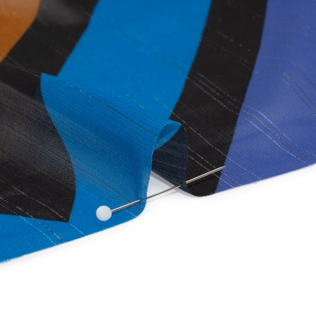 Polyester Chiffon Print with Metallic Pinstripes - Purple, Brown and Blue Diamonds - Mood Exclusive Purely Prismatic