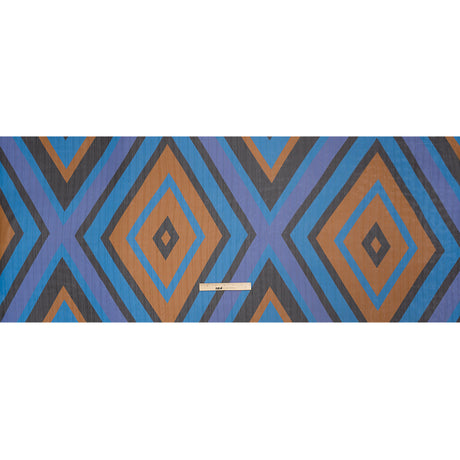 Polyester Chiffon Print with Metallic Pinstripes - Purple, Brown and Blue Diamonds - Mood Exclusive Purely Prismatic