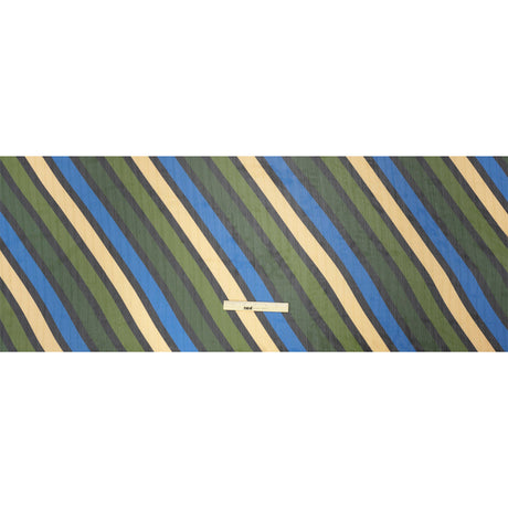 Polyester Chiffon Print with Metallic Pinstripes - Blue and Green Diagonal Stripes - Mood Exclusive Seemingly Slanted