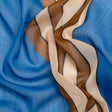 Polyester Chiffon Print with Metallic Pinstripes - Blue and Brown Stripes - Mood Exclusive Sandbridge Stripes