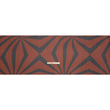 Polyester Chiffon Print with Metallic Pinstripes - Rust Red and Black Abstract - Mood Exclusive Fondue Funhouse