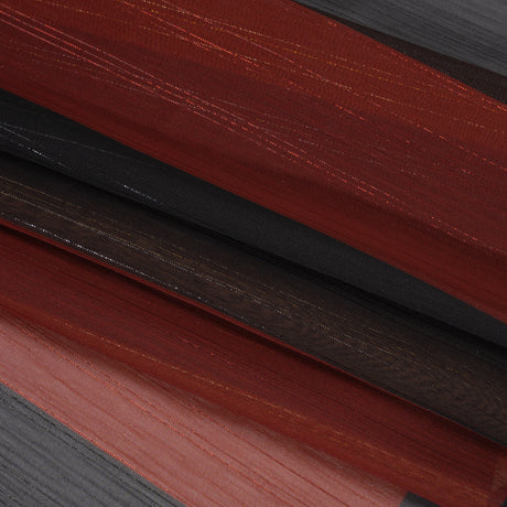 Polyester Chiffon Print with Metallic Pinstripes - Black and Brown Blocky Stripes - Mood Exclusive Shadows and Rays