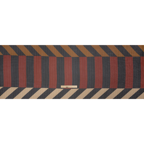 Polyester Chiffon Print with Metallic Pinstripes - Black and Brown Blocky Stripes - Mood Exclusive Shadows and Rays