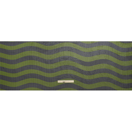 Polyester Chiffon Print with Metallic Pinstripes - Green and Black Wavy Stripes - Mood Exclusive Delray Daze