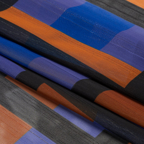 Polyester Chiffon Print with Metallic Pinstripes - Purple, Brown and Black Geometric - Mood Exclusive Through the Window