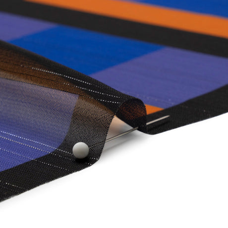 Polyester Chiffon Print with Metallic Pinstripes - Purple, Brown and Black Geometric - Mood Exclusive Through the Window