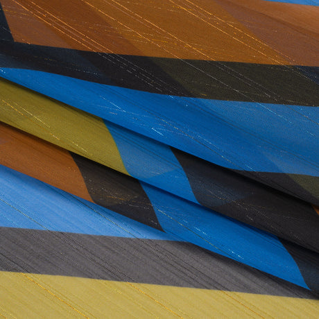 Polyester Chiffon Print with Metallic Pinstripes - Green, Blue and Brown Diamonds - Mood Exclusive Purely Prismatic