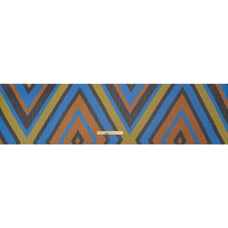Polyester Chiffon Print with Metallic Pinstripes - Green, Blue and Brown Diamonds - Mood Exclusive Purely Prismatic
