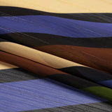 Polyester Chiffon Print with Metallic Pinstripes - Brown, Green and Purple Diagonal Stripes - Mood Exclusive Seemingly Slanted