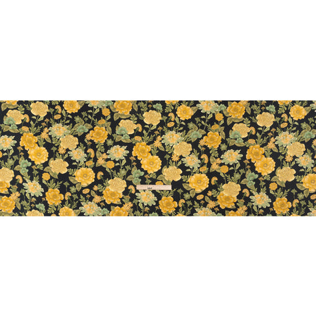 Cotton Poplin Print - Black and Yellow Floral - Mood Exclusive Glorious Gardens