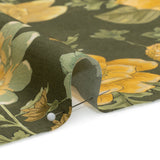 Cotton Poplin Print - Olive Green and Yellow Floral - Mood Exclusive Glorious Gardens