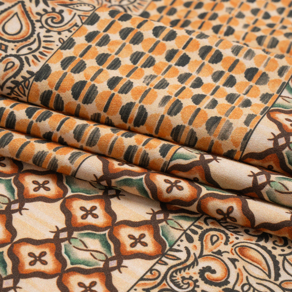 Mood Exclusive Orange Tropic Arrangement Stretch Cotton Sateen
