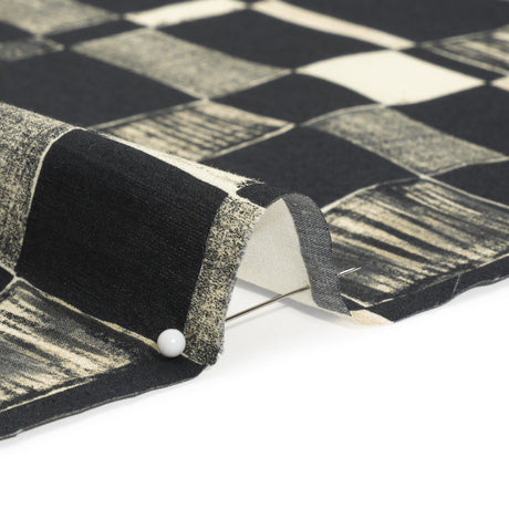 Cotton Poplin - Black and Cream Checks - City Blocked Print - Mood Exclusive Metro Collection