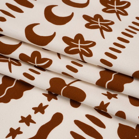Stretch Cotton Twill Print - Brown Cartoon Objects Stripes - Mood Exclusive Star Anise