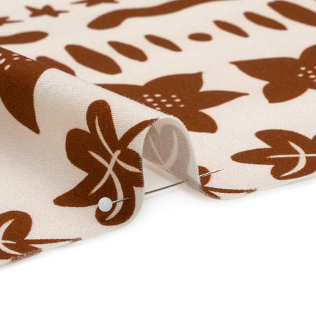 Stretch Cotton Twill Print - Brown Cartoon Objects Stripes - Mood Exclusive Star Anise