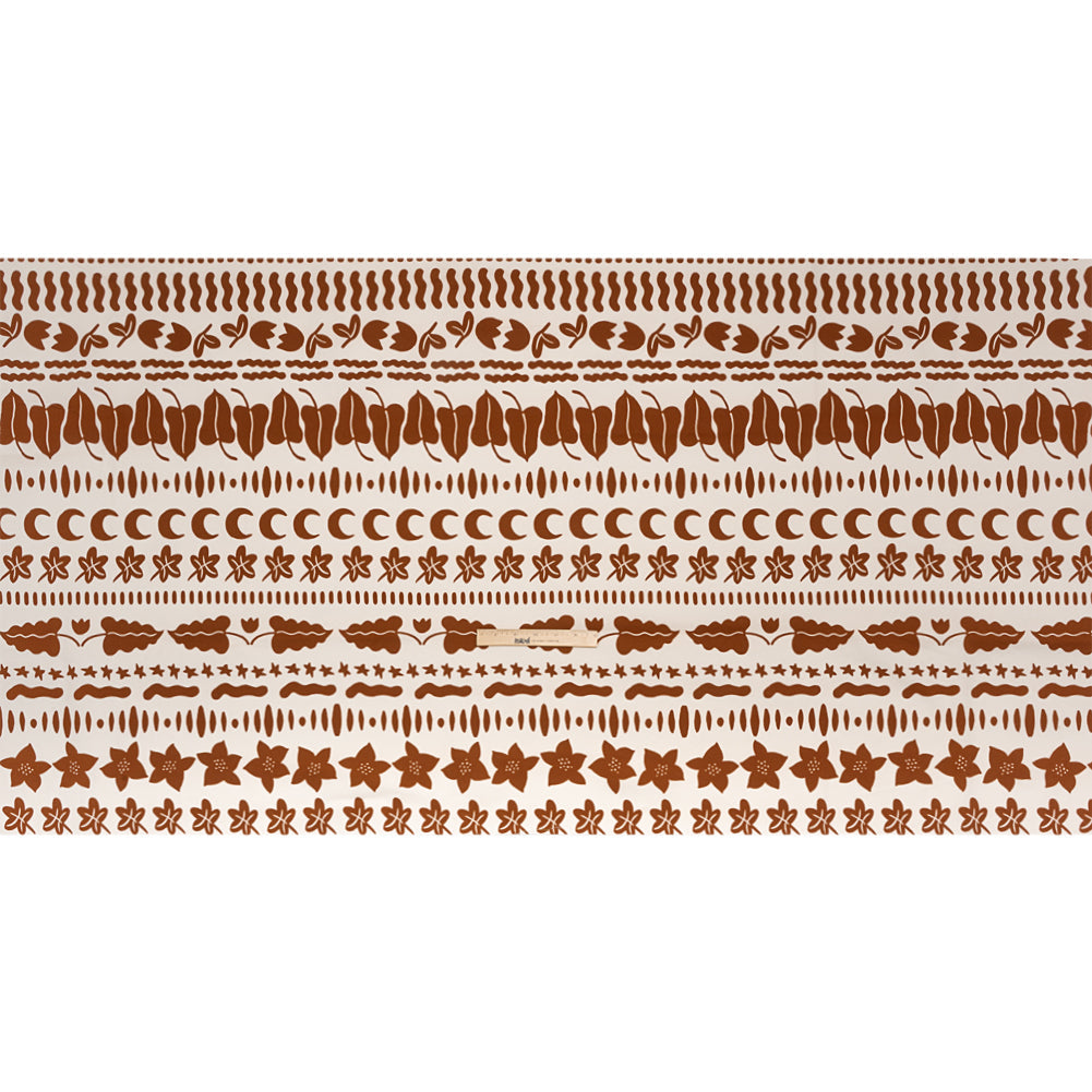 Stretch Cotton Twill Print - Brown Cartoon Objects Stripes - Mood Exclusive Star Anise