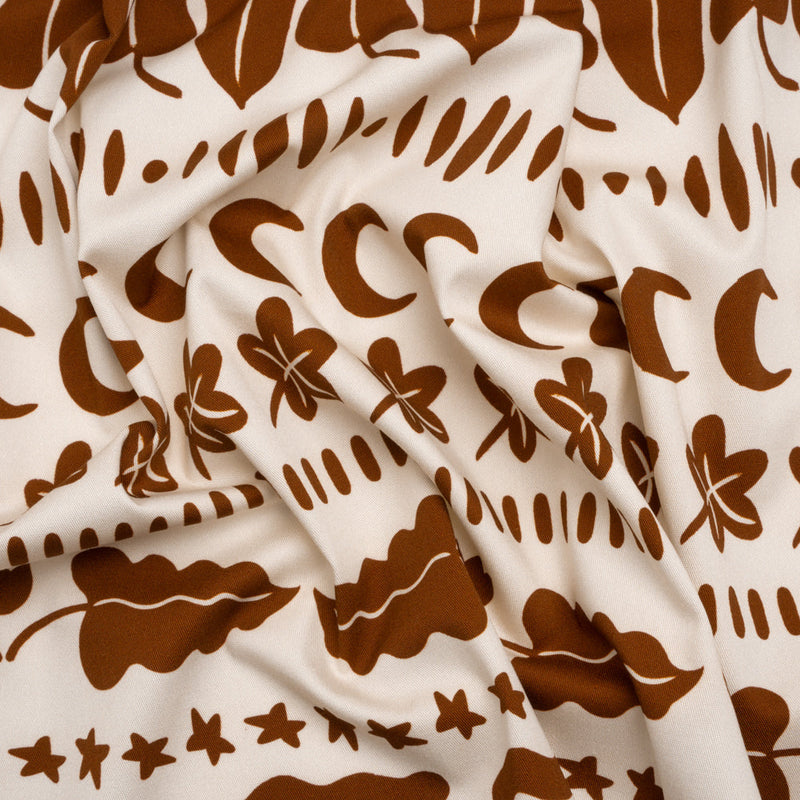 Stretch Cotton Twill Print - Brown Cartoon Objects Stripes - Mood Exclusive Star Anise