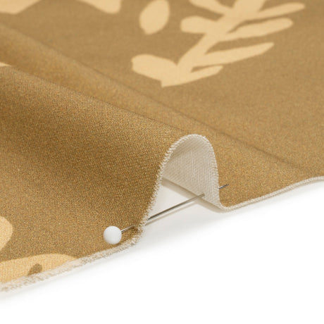 Stretch Cotton Twill Print - Beige and Sage Green Floral - Mood Exclusive Drawing Delight