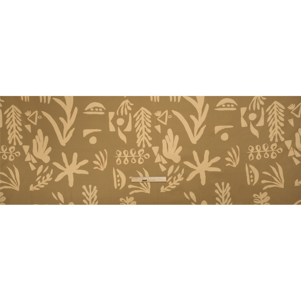 Stretch Cotton Twill Print - Beige and Sage Green Floral - Mood Exclusive Drawing Delight