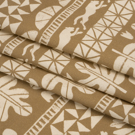 Stretch Cotton Twill Print - Beige Animal, Leaf, and Geometric Stripes - Mood Exclusive Puma Pounce