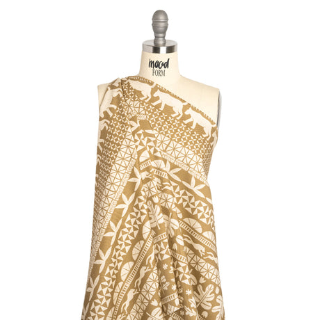 Stretch Cotton Twill Print - Beige Animal, Leaf, and Geometric Stripes - Mood Exclusive Puma Pounce